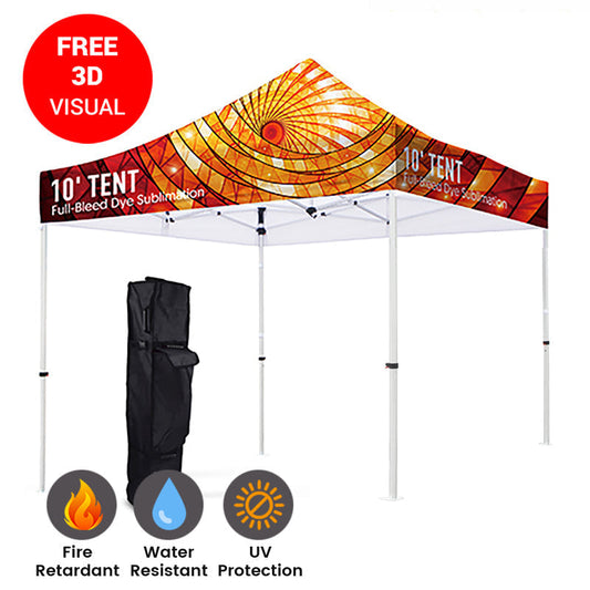 Premium Aluminum 10' Tent Kit (Full-Bleed Dye Sublimation) 17" Valance