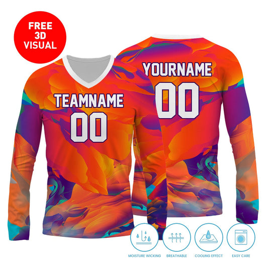 Long Sleeve Jersey V- neck (Full Dye Sublimation)#500004