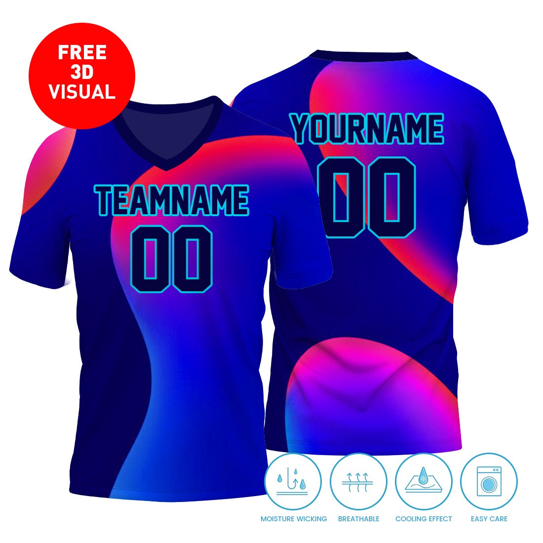 Short Sleeve V Neck (Full Dye Sublimation)#500001