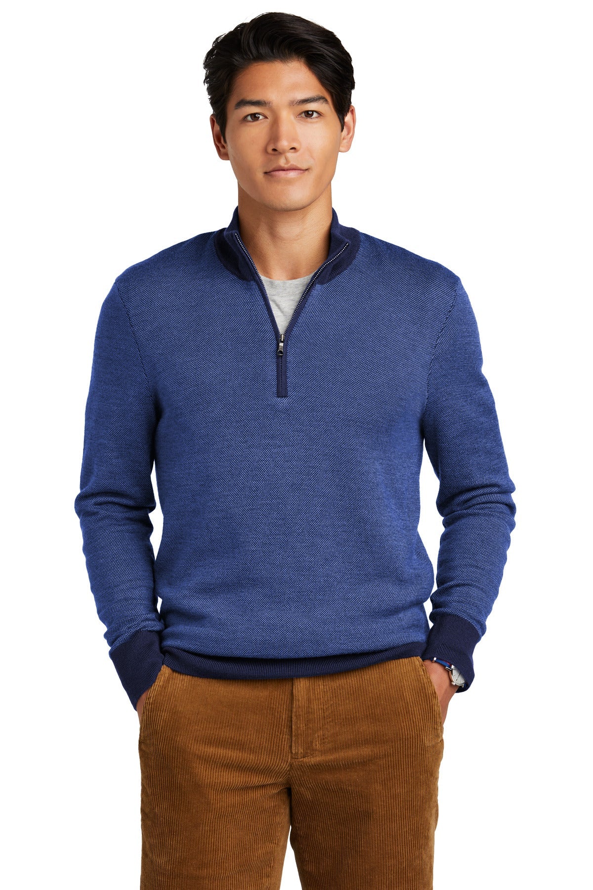 Brooks Brothers® Washable Merino Birdseye 1/4-Zip Sweater BB18412