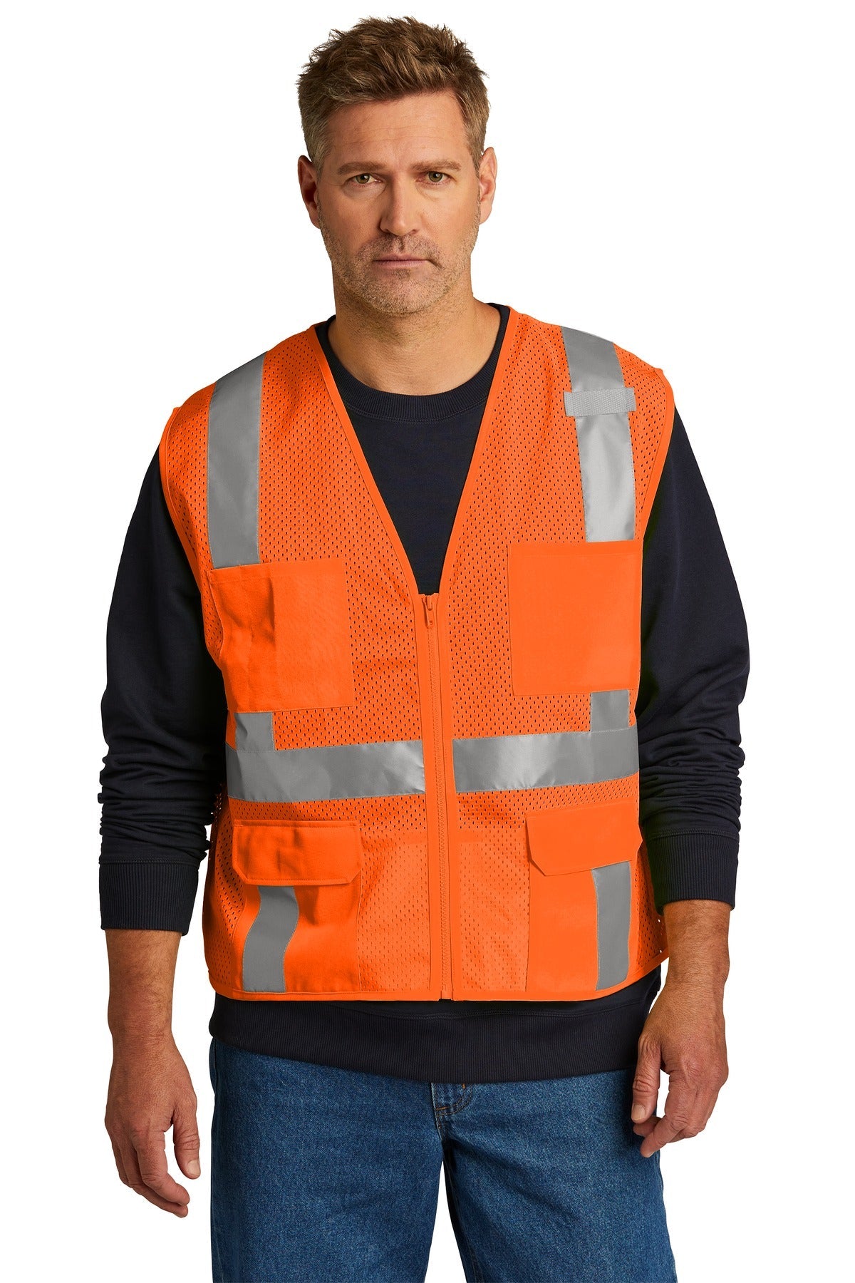 CornerStone ® ANSI 107 Class 2 Mesh Six-Pocket Zippered Vest. CSV104